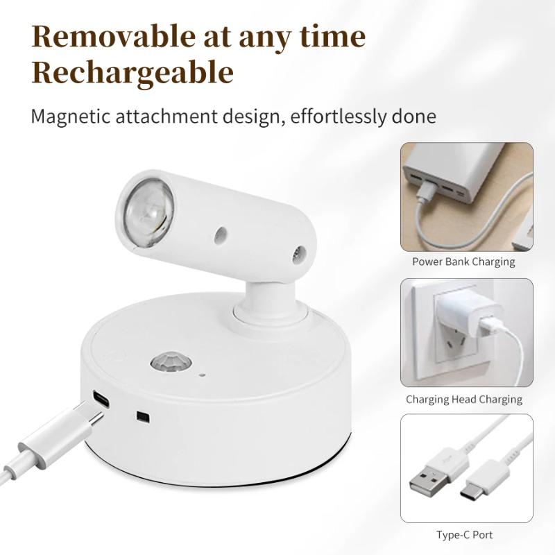 Wiederaufladbare Wandleuchte mit Bewegungssensor LED Touch-Dimmfunktion Fernbedienung 360° Drehung Nachtlichter für Heimdekoration