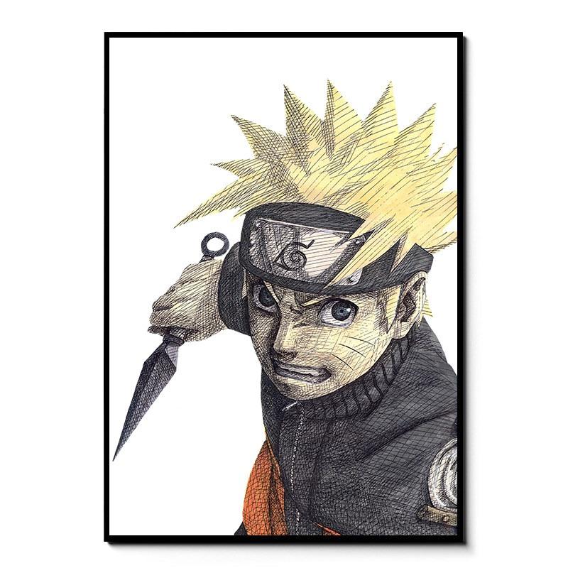 Japanese Anime Naruto Uzumaki Frameless Canvas Core Print - HD Poster Home Decor for Living Room Bedroom Anime Peripheral