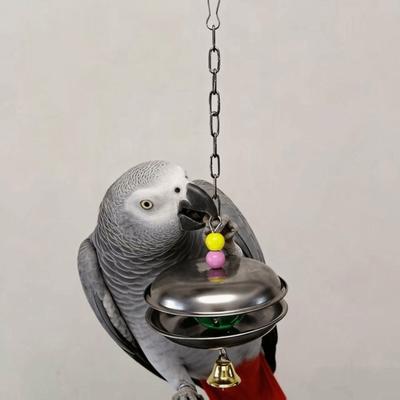 Stainless Steel Parrot Bell Pendant Colored Beads with Bell Parrots Chew Swing Bite Resistant Bird Cage Toys Entertainment