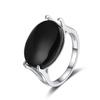 Vintage Sterling Silver 925 Ring with Large Natural Black Onyx Stone 10*14MM Oval Shape Fine Party Jewelry for Men.