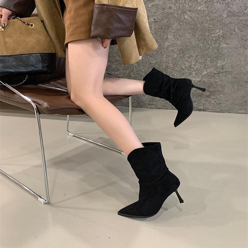 Pointed short boots women's 2025 autumn and winter new women's boots thin heel boots short boots high heels not tired feet thin boots