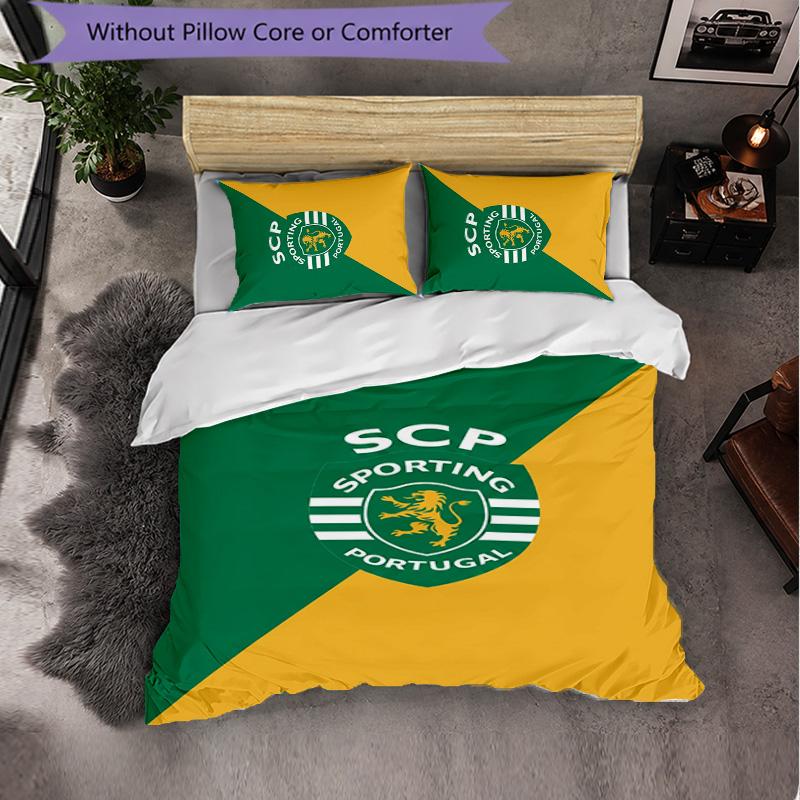 Biancheria da Letto a Tema Sporting CP FC Set 3 Pezzi Copripiumino Biancheria da Letto Decorativa per Camera Adolescenti Decorazione Casa