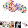 10Pcs Lollipop Prop Clay Candy Embellishment Rainbow Swirl Lollipop Lolly Random Candy Shaped Cake Decoration Party