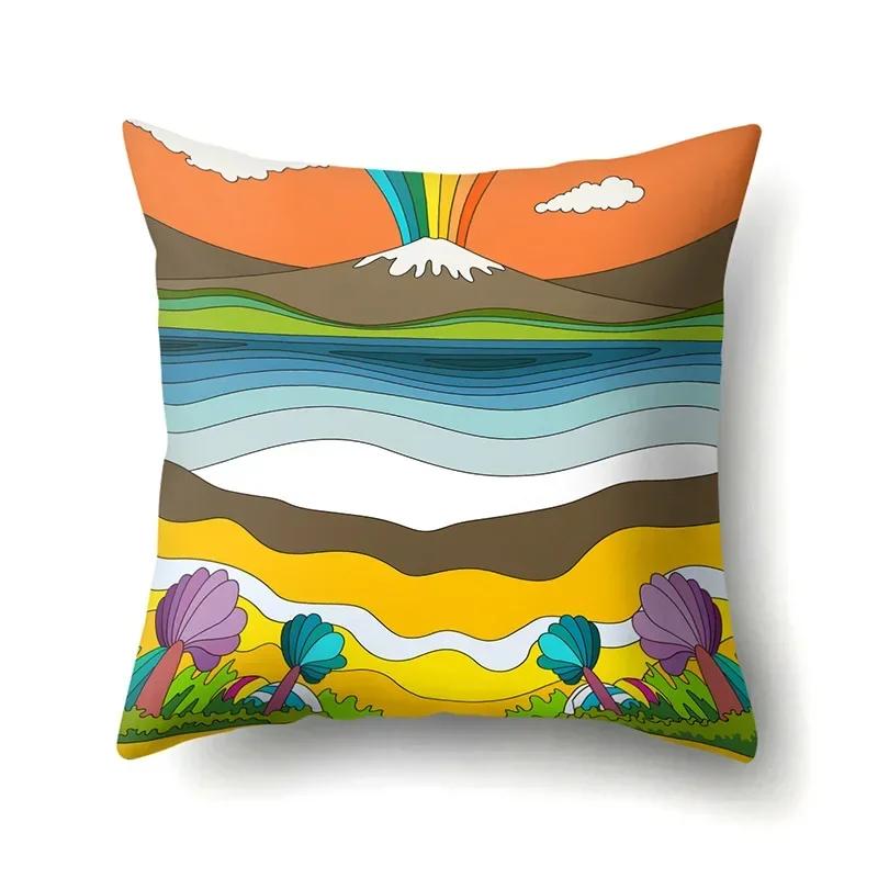 Sofa Pillowcase Home Cushion Cover Colorful Rainbow