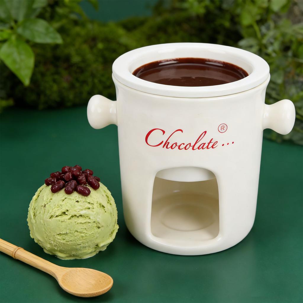 Chocolate Melting Cup Multifunctional Stylish Ceramic Fondue Mug with Fork for Ice Cream Cheese