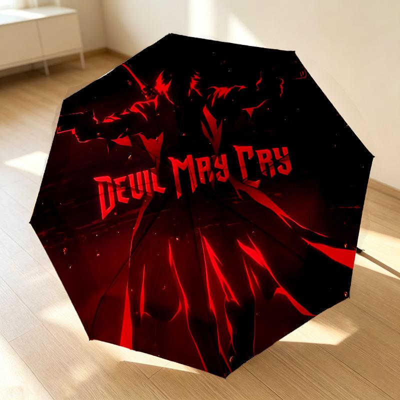Devil May Cry 8 Ribs 3Fold Black Glue Uv Protection Umbrella Sun Protection Rainproof Compact Folding Umbrella For Travel Daily Use C923936