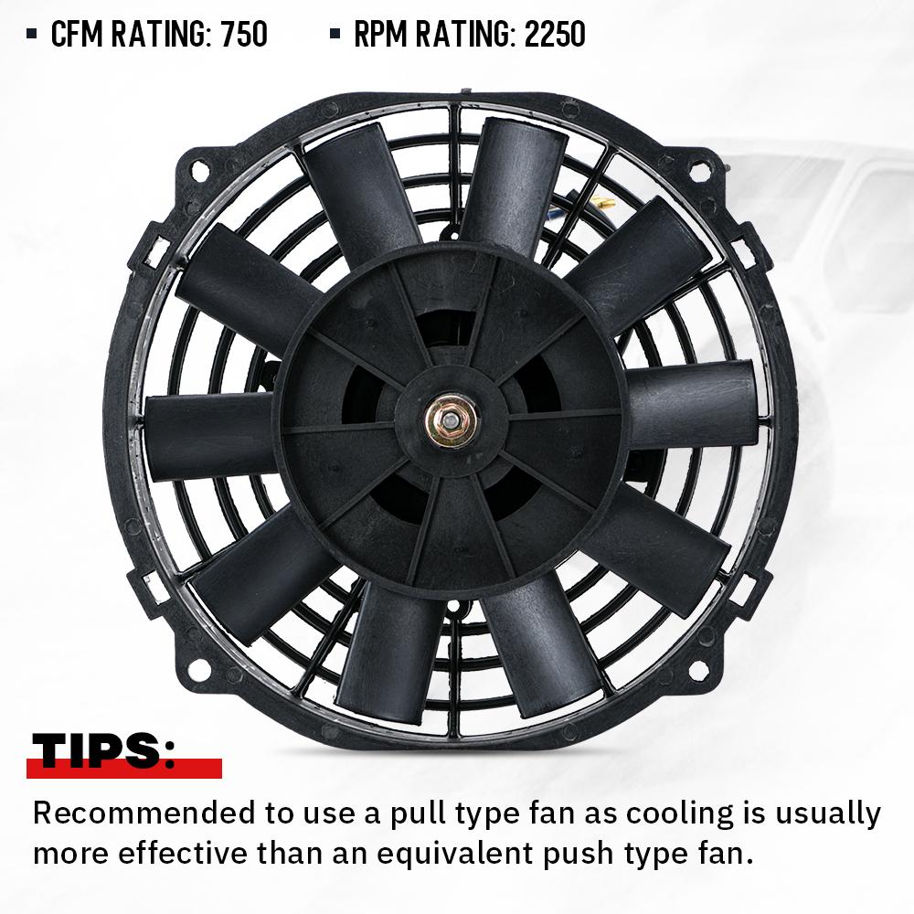 Universal 7 9 10 13 Inch 12V 80W 2100RPM Type S Straight Black Blade Electric Cooling Radiator Fan Kit