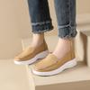 Fashion GKTINOO Women Wedges Platform Shoes Fashion Comfortable Sneakers Casual Slip-on Women's Loafers Soft Sole Genuine Leather Shoes
