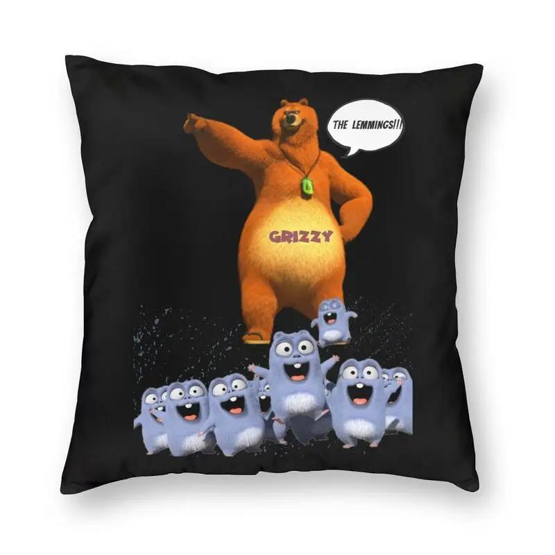 Happy Grizzy And The Lemmings Cushion Cover Sofa Home Decor Cartoon Lemmings Bear Square Throw Pillow Cover 45x45cm