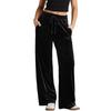 Womens High Waist Straight Wide Leg Trousers Velvet Casual Pants