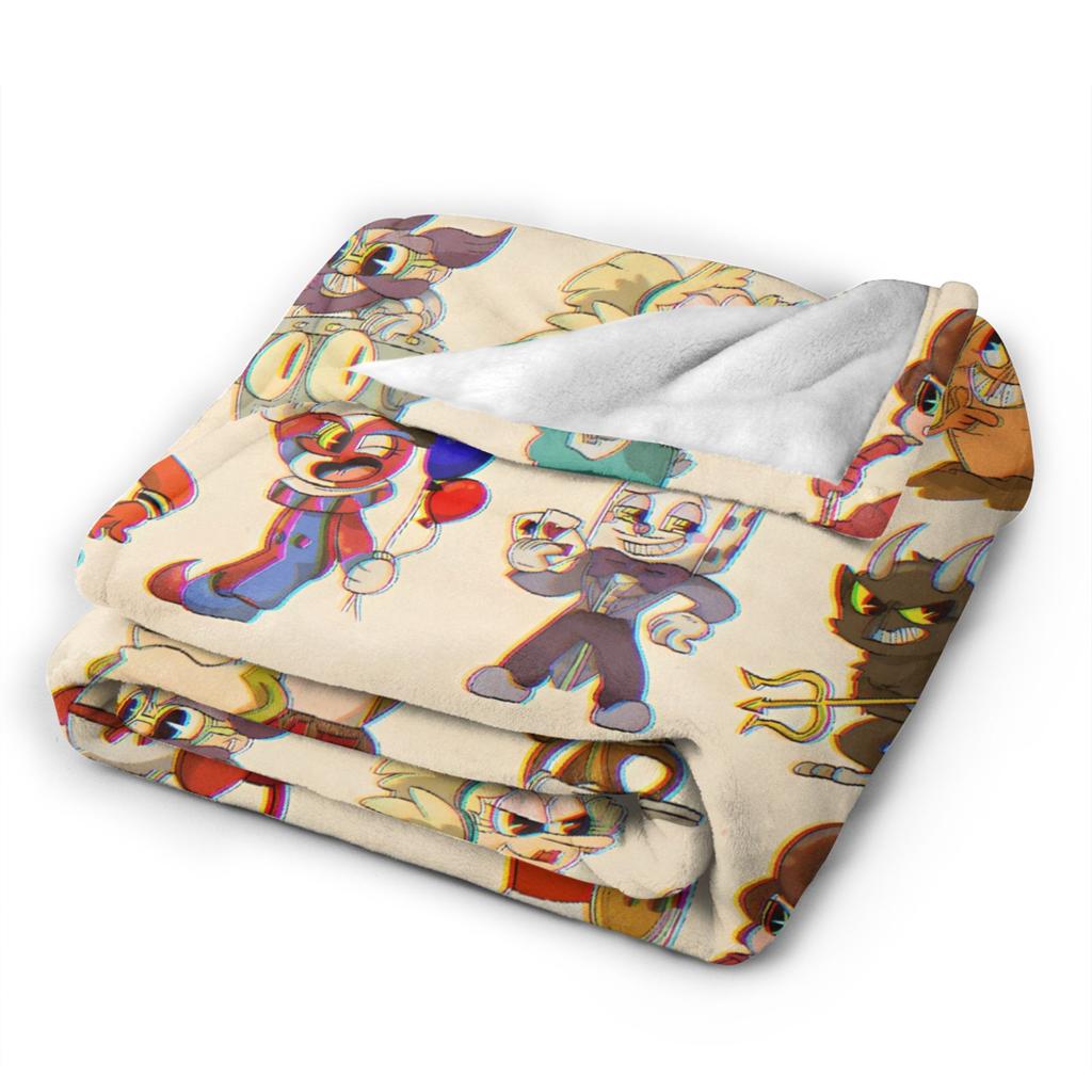 Cupheads & Mugmans Blanket Cartoon Soft Warm Print Plush Bedding Throws For Students Couch Bed Flannel Bedspread Bed Cover