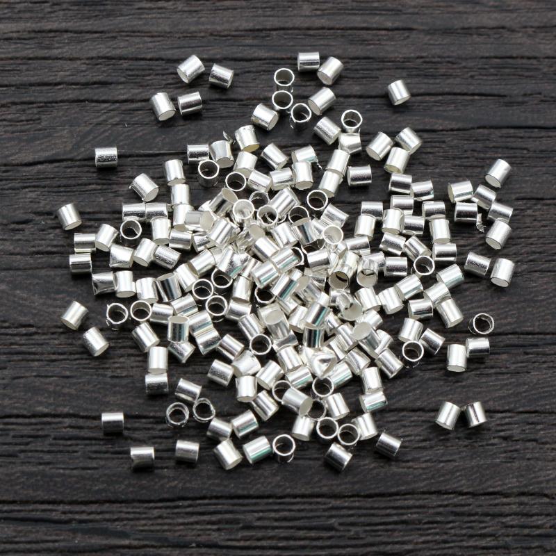 500pcs 1.5 2.0mm Gold Silver Color Tube Crimp End Beads Stopper Spacer Beads For DIY Necklace Jewelry Making Findings Supplies