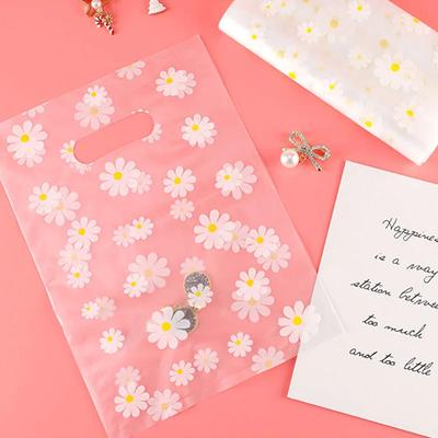 100pcs Mini Small Daisy Party Packaging Plastic Tote Bag Shopping Pouch For Business Transparent