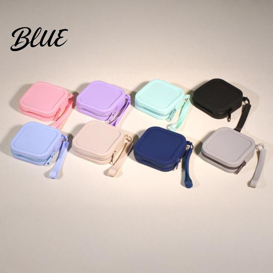 Small Silicone Coin Purse Pouch with Zipper And Wrist Strap Square Shockproof Durable Change for Kids Storage Bag Lightweight Compact Headphones