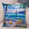 Vintage Colorful Style Coconut Tree Pillow Cover Country House Landscape Pillow Sofa Car Office Cushion Cover Home Decor