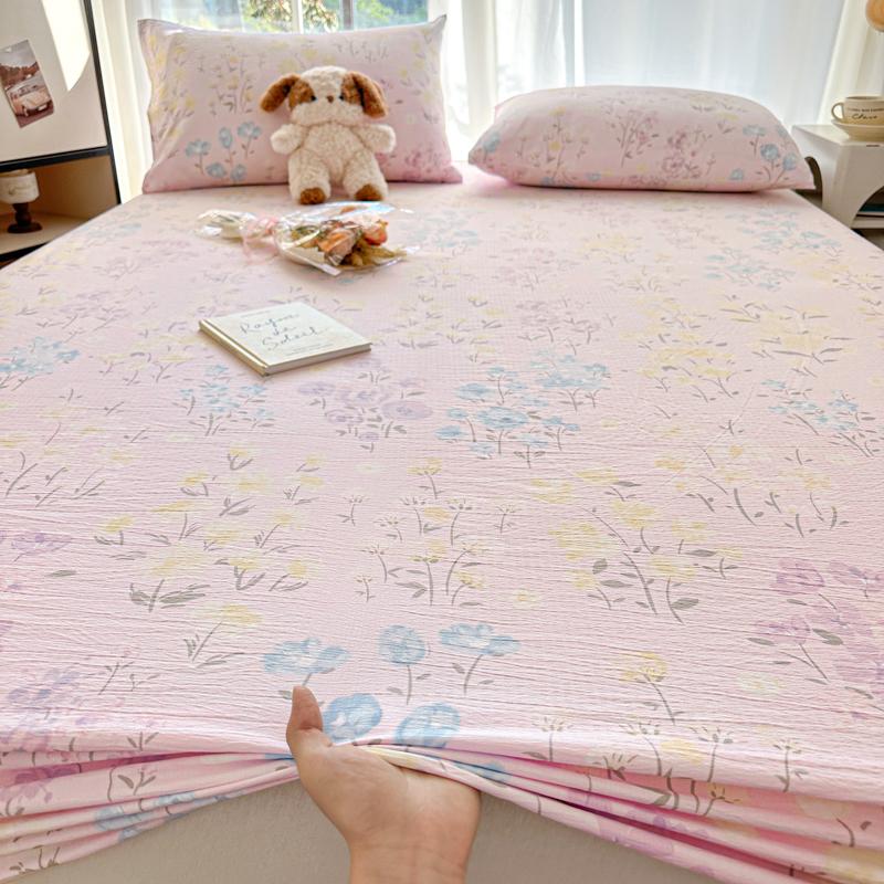 Flower Printed Fitted Bed Sheet Pink Color sabanas150x200 Single/Queen Size Mattress Protector Soft King Size Bed Sheets for Bed