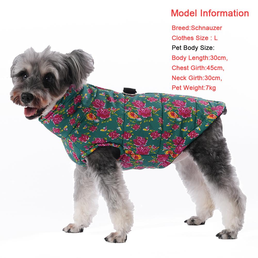 Waterproof Pet Dog Clothes For Small Dogs Cats Costume Winter Puppy Vest Coat Fashion Chinese Style Northeast Big Flower Jacket
