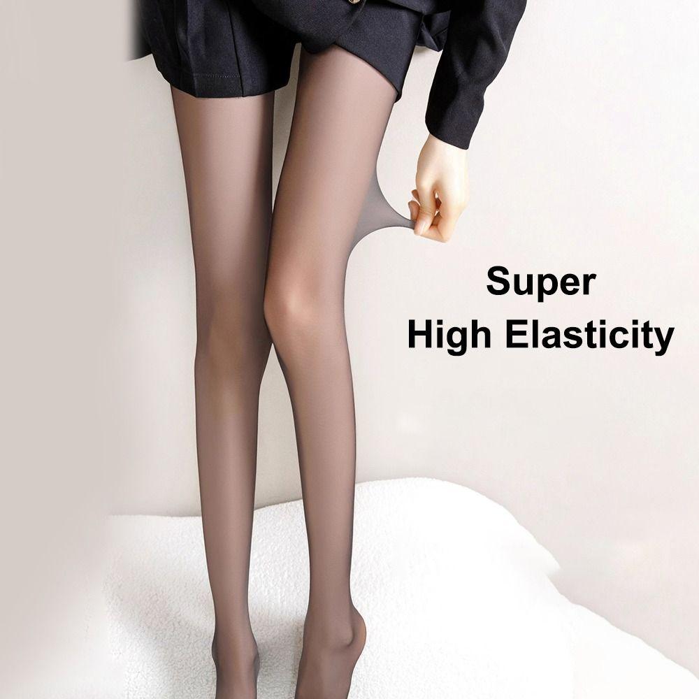 High-waisted Black D-cut Silk Stockings Highly Transparent Ultra-thin Glitter Pantyhose Elastic Anti Hook
