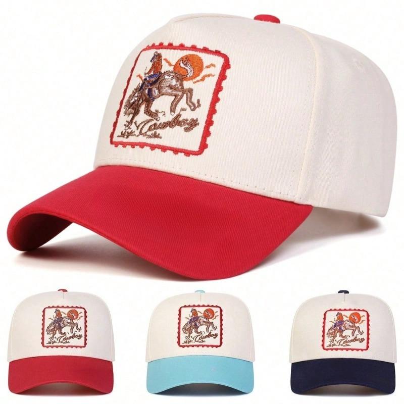 1 Men's COWBOY Riding Baseball Cap,Fashionable Five-Panel Hat,Adjustable Outdoor Casual Cap for Spring and Summer Beach Travel