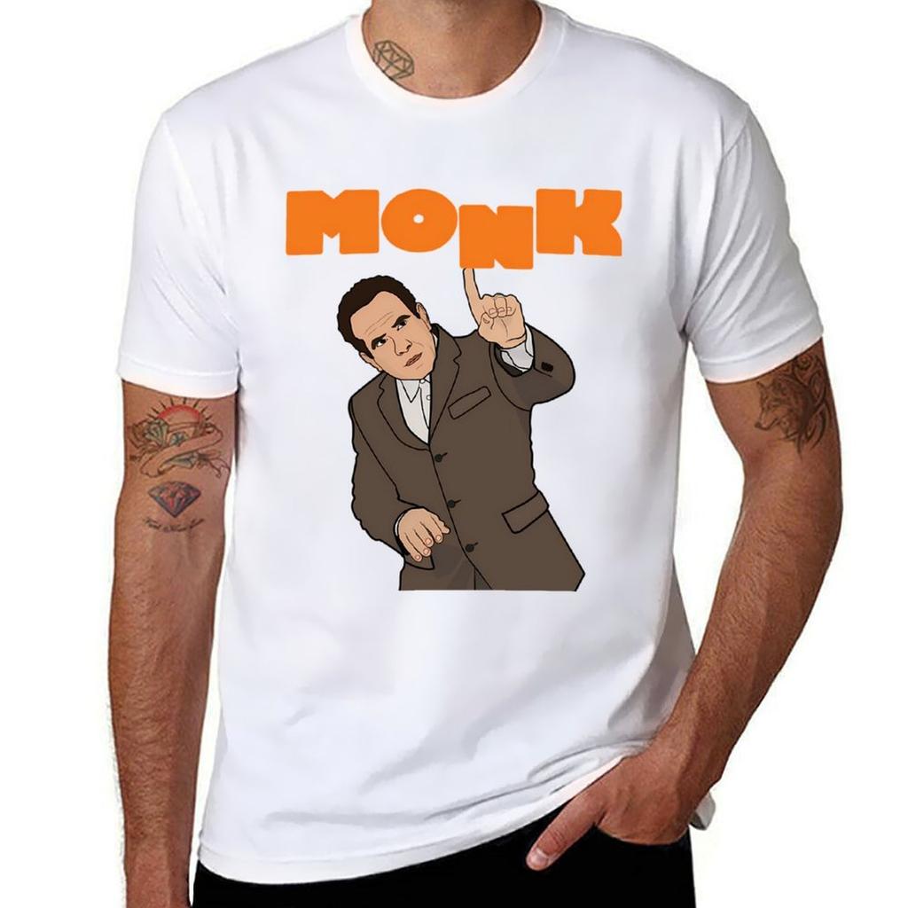 Mr Monk And The Uneven Letter Tshirt Vintage Print Crew Neck Tee