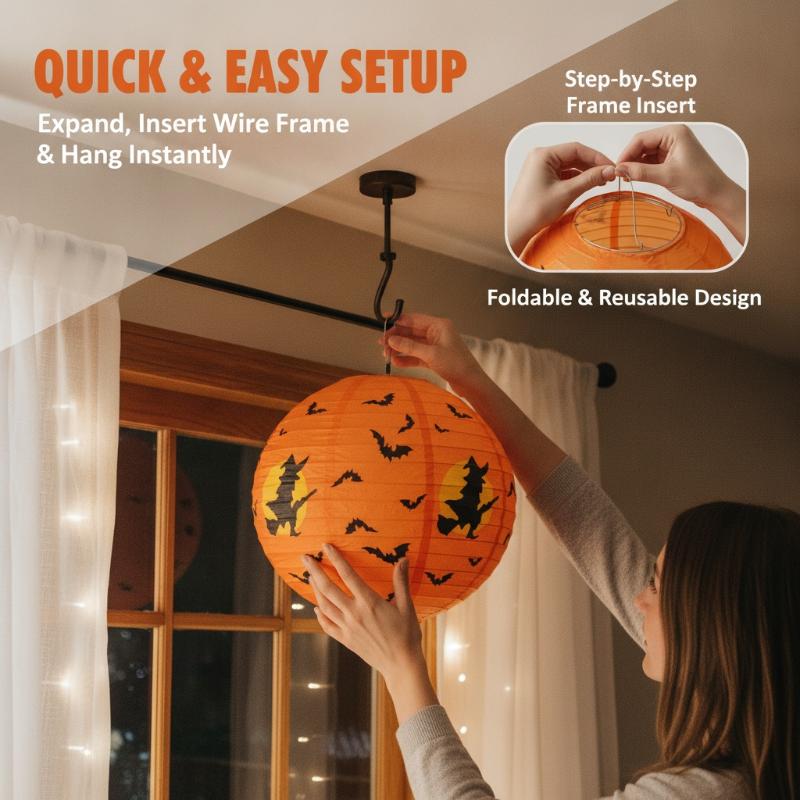 1Pcs Halloween Hanging Paper Lantern For Home Indoor Outdoor Garden Decoration Halloween Party Horror Pumpkin Props Ornaments