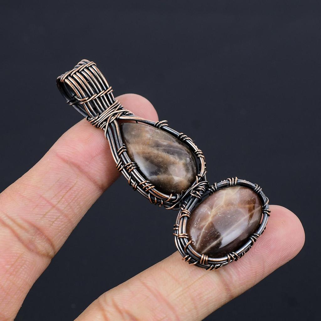 Sunstone 999 Copper Wire Wrapped Pendant, Handmade Gemstone Pendant Jewelry, Gifts For Wife Brand New Pendant