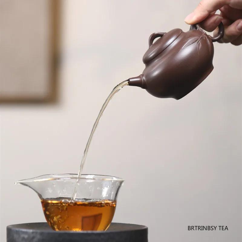 Chinese Yixing Purple Clay Teapot Handmade Bamboo Leaf Tea Pot Tradition Beauty Kettle Household Teaware Zisha Tea Set 180ml