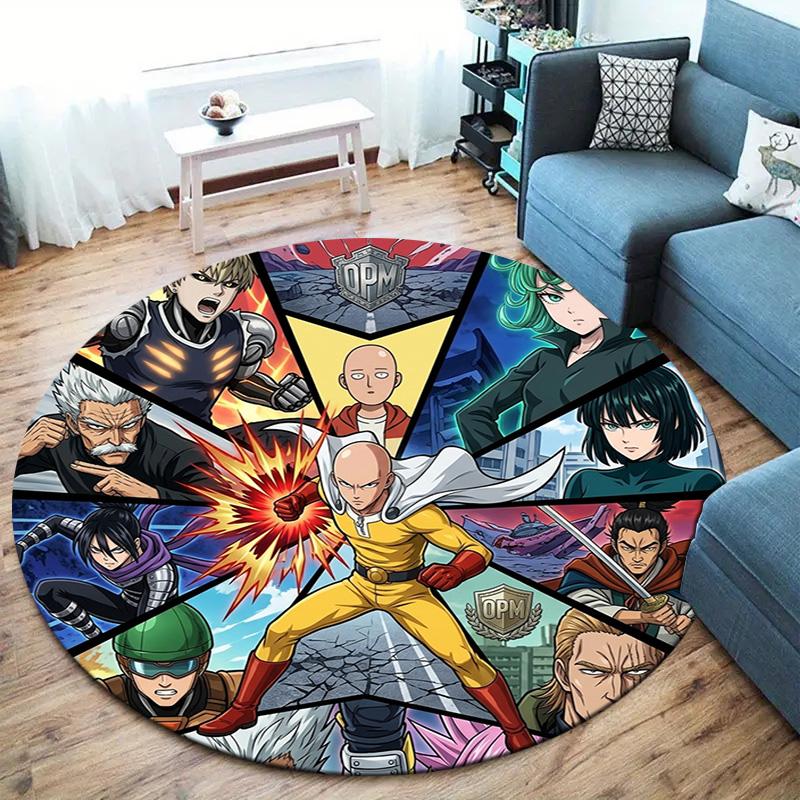 Onepunch Man Round Area Rug Carpet Rug For Living Room Bedroom Sofa Playroom Decor Nonslip Floor Mat