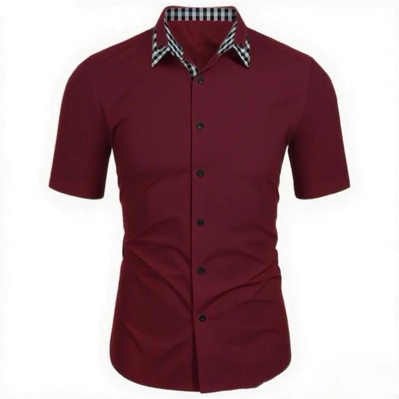 Summer Men Short Sleeve Beach Shirt Men Casual Lapel Fashion Shirt Tops