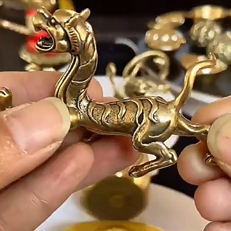 Mosiężne Figurki Błękitnego Smoka, Białego Tygrysa, Vermillion Bird, Czarnego Żółwia Szczęśliwe, Pomyślne Zwierzę Ozdoba na Biurko do Biura