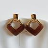 Resin Rhombus Pendant Stud Earrings Simple Daily Versatile Earrings Light Luxury Earrings Women
