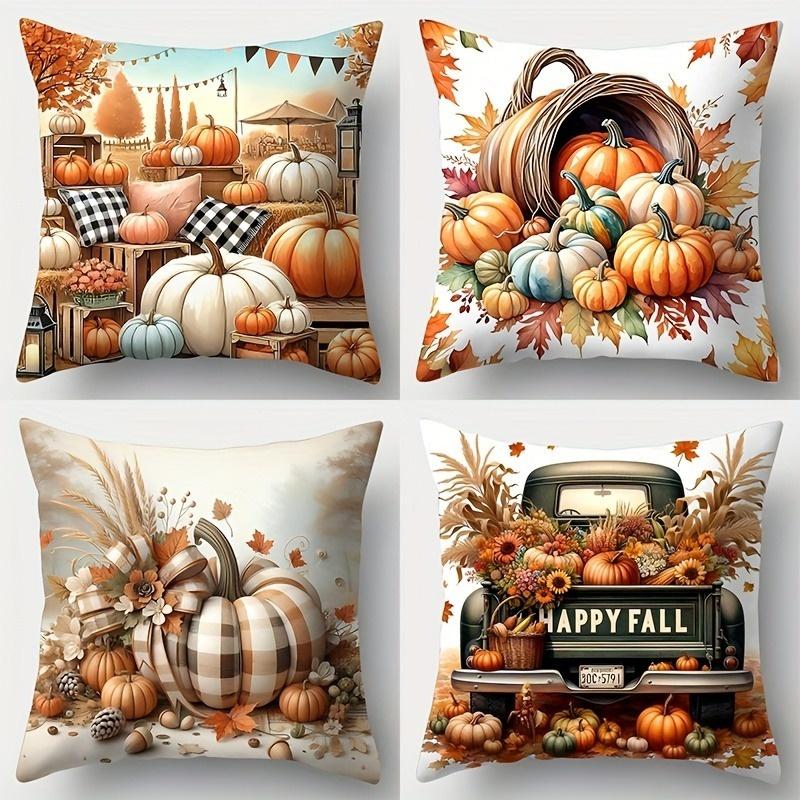 Thanksgiving Harvest Festival Throw Pillow Cover Fall Fruit Harvest Pattern For Fall Thanksgiving Decor Living Room