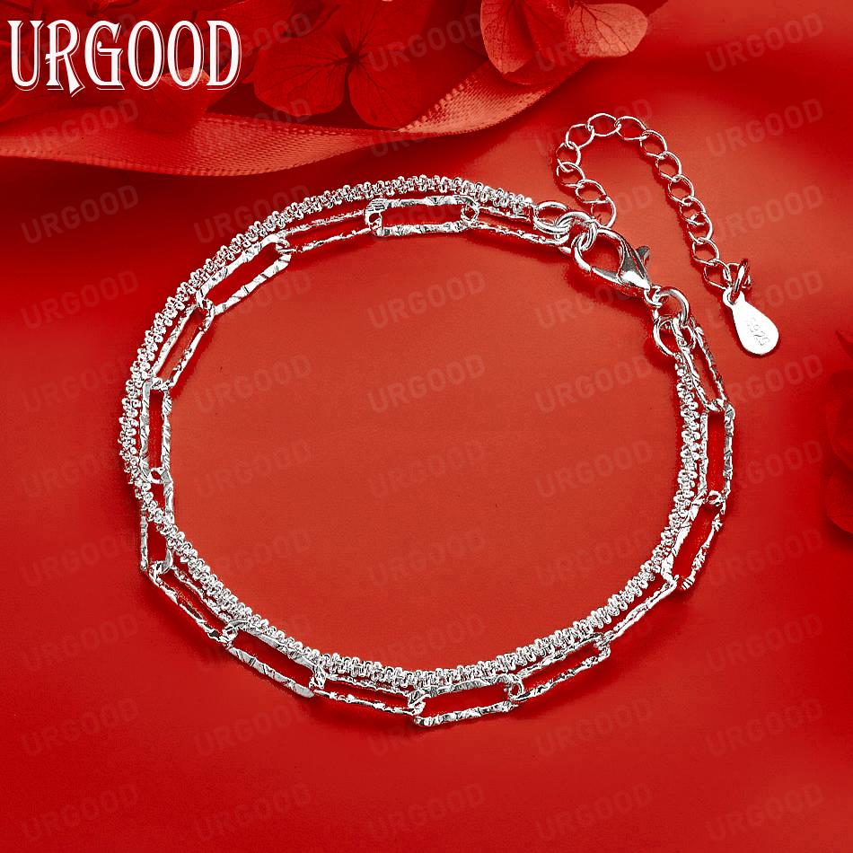 

925 Sterling Silver Charm Bracelet Fashion Gift Jewelry 20CM