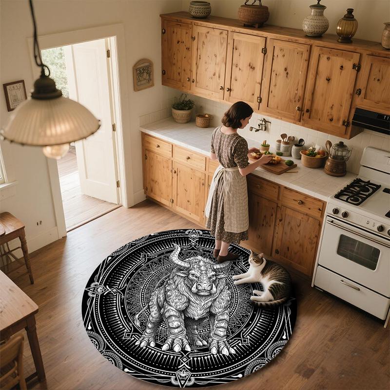 Black and White Monsters,Round Area Rug,Carpet Rug for Living Room Bedroom Sofa Playroom Decor,Non-slip Floor Mat