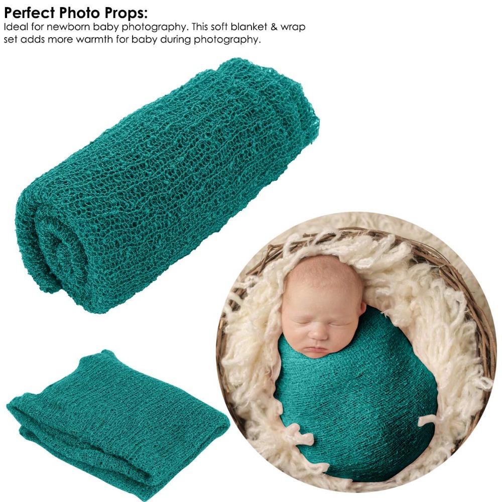 Long Ripple Wrap Newborn Baby Pography Props DIY Blanket Newborn Wraps Pography Mat for Baby Boys and Girls (Deep Green)
