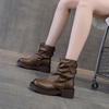 Short boots British style women 2025 new autumn and winter pleated knight boots thick-soled trouser tube boots women's pile student boots