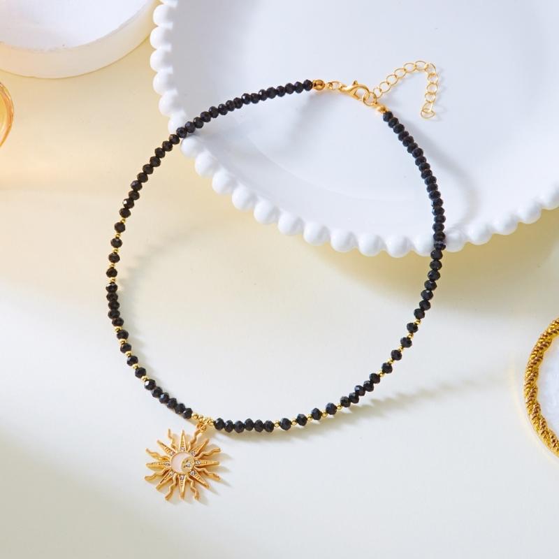 Stylish Acrylic Sun Pendant Bohemian Necklace Versatile Layering Jewelry Accessory For Casual Or Formal Outfits