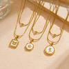 White Shell Inlay Butterfly Rose Flower Star Pendant Necklace Lady 316L Stainless Steel Novel Chic Waterproof Jewelry