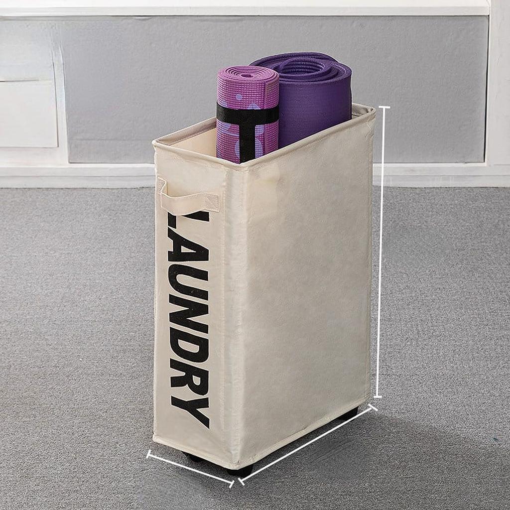 22 Zoll großer Wäschekorb auf Rädern, zusammenklappbarer rollender Wäschekorb, faltbarer Kleiderorganizer, klappbarer Waschbehälter