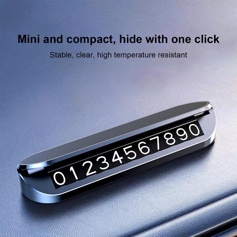 Car Temporary Parking Number Plate Aluminum Alloy Dashboard Hidden Phone Number Sign