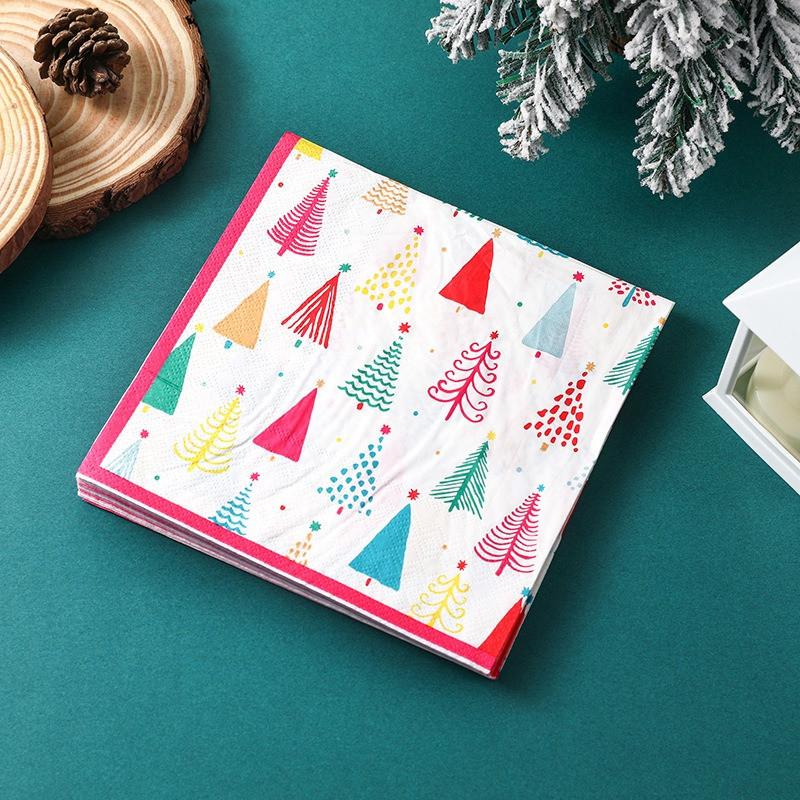 20Pcs/pack 33x33cm Christmas Series Printed Paper Disposable Table Dinner Napkin Tissues Xmas New Year Party Decor
