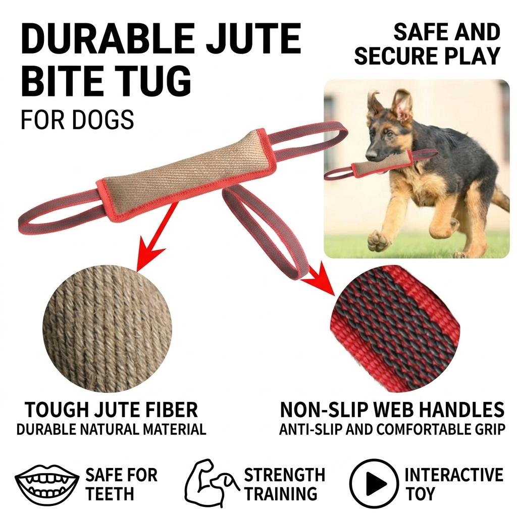 Natural Jute Dog Chew Stick for Large Breeds Durable Training Dental Care Toy