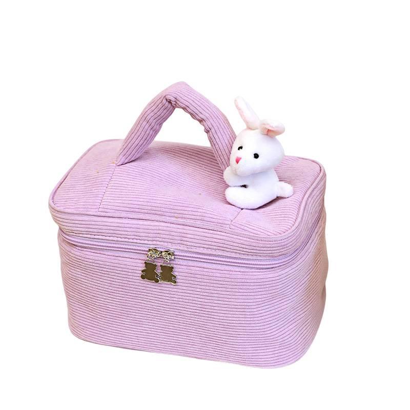 Portable Plush Toiletry Bag For Women With Multiple Compartments And Easy-to-use Dual Zipper