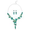 2026 European and American Retro Necklace Earrings Two-piece Set Flower Crystal Double Flower