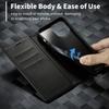 LC.IMEEKE Für iPhone 15 Pro Max Stoßfeste Lederständerhülle Kohlefasertextur Brieftasche Handyhülle