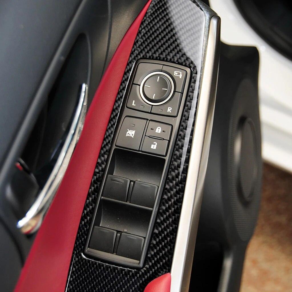 4pcs Car Window Lift Panel Decor Cover Trim Stickers Decal for Lexus IS250 2013- Auto Interior Accessories Carbon Fiber