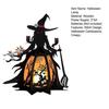 Halloween Witch Lantern 3D Spooky Lantern Light-up Table Centerpiece Gothic Bat Skull Witch Lamp for Home Mantel Entryway Tabletop Decoration