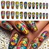 24 Pieces Press On Nail French Style Acrylic Nails Glossy Artificial Nail Full Cover Stick On Nails for Women and Girls