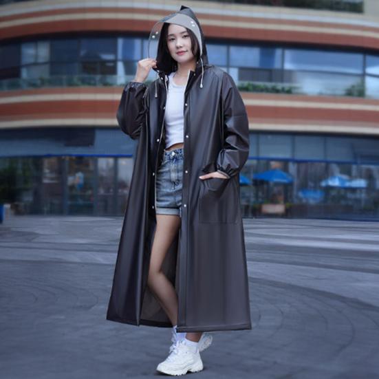 Yousheng Hooded Raincoat Waterproof EVA Button Zipper Closure Reusable Adults Ultralight Rainproof Thick Portable Outdoor Travel Rain Jacket Poncho