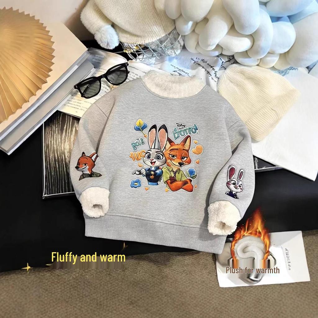 New Autumn/Winter Kids Hoodie - Rabbit Judy & Fox Nick Cartoon Design with Plus Velvet